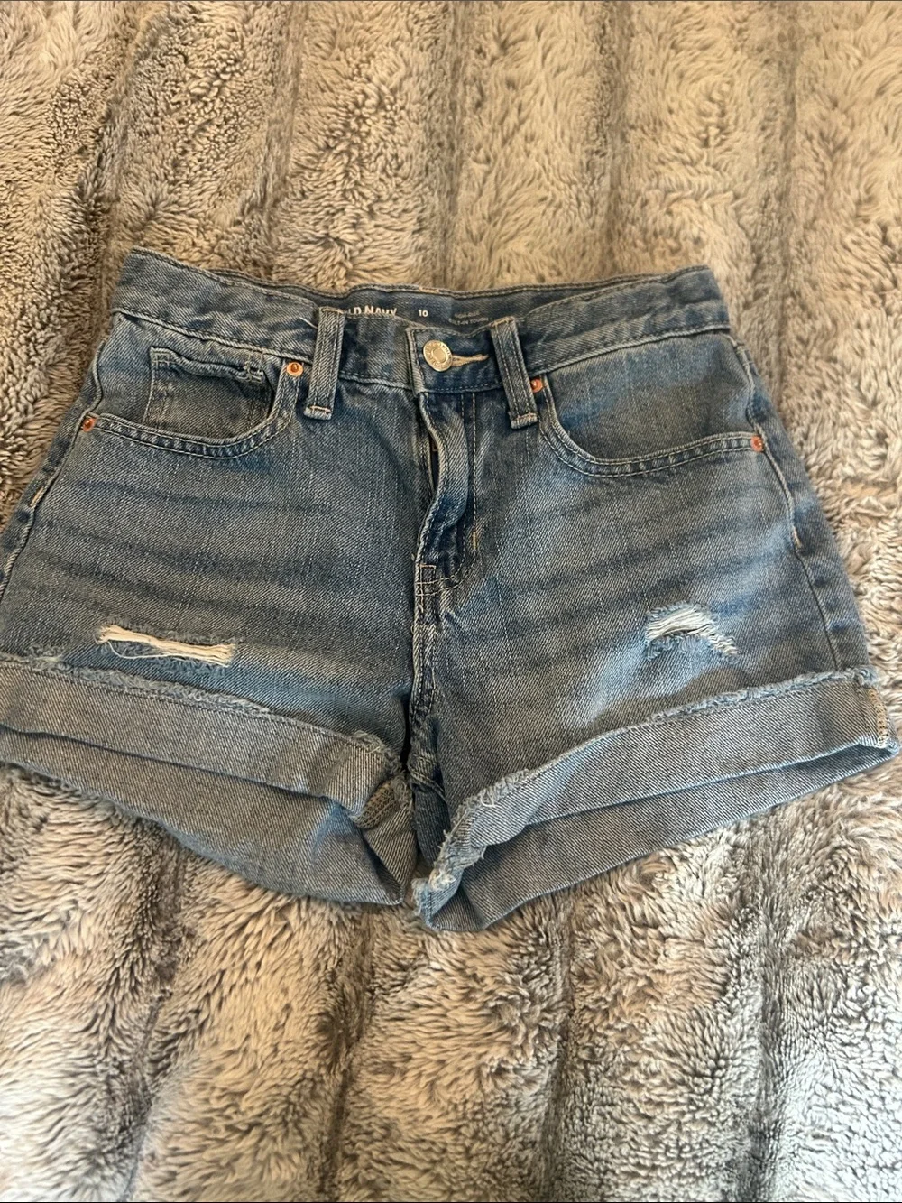 Old Navy Girls Distressed Denim Shorts Size 10 Medium Wash Jean Shorts